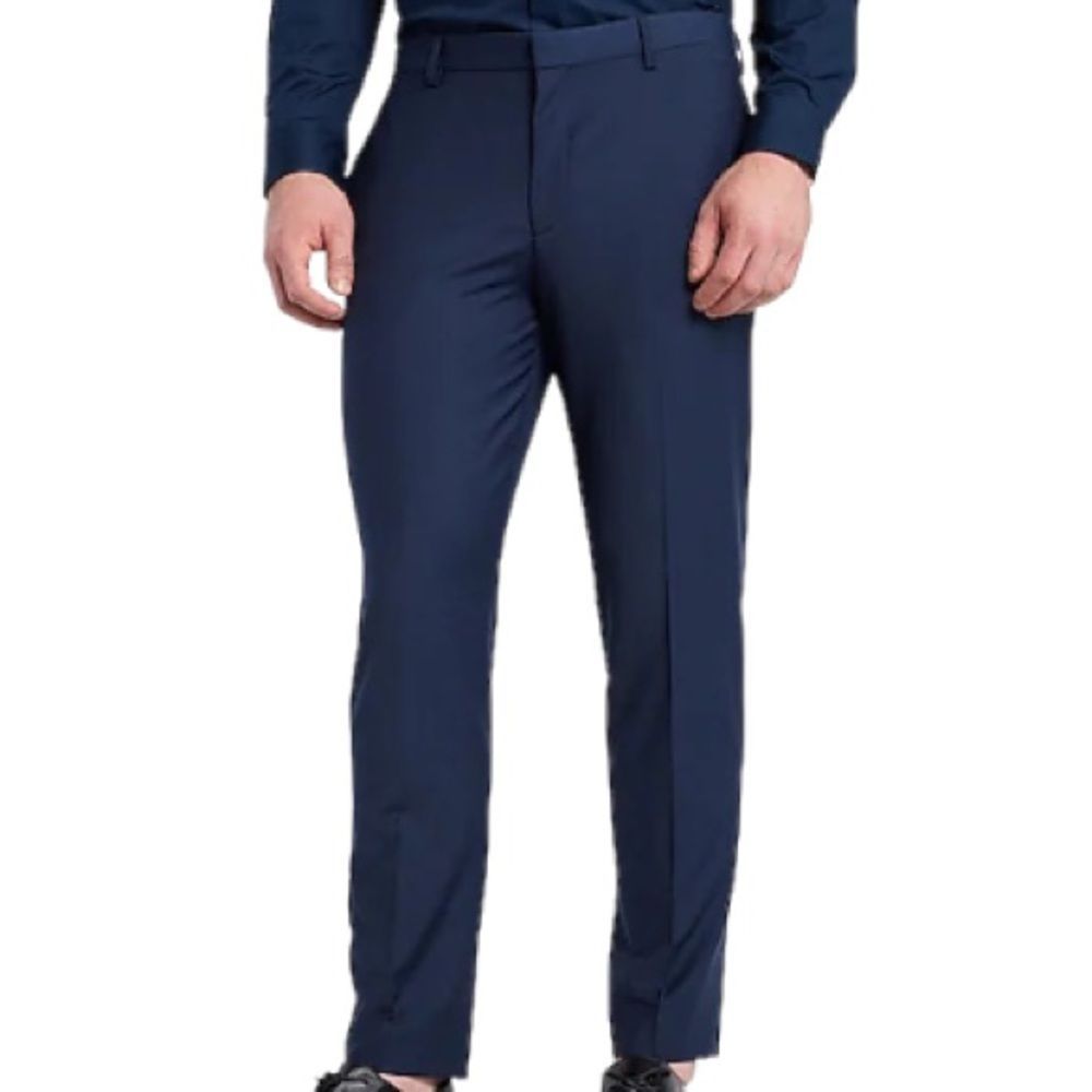H&M Men's Blue Slim Fit Dress Pants Formal Trousers Flat Front Size 33R